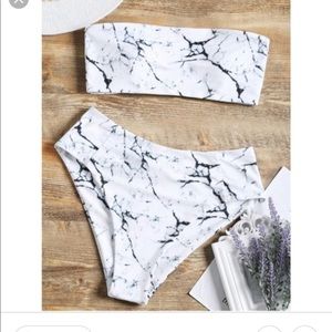 Marble print bikini top and bottom